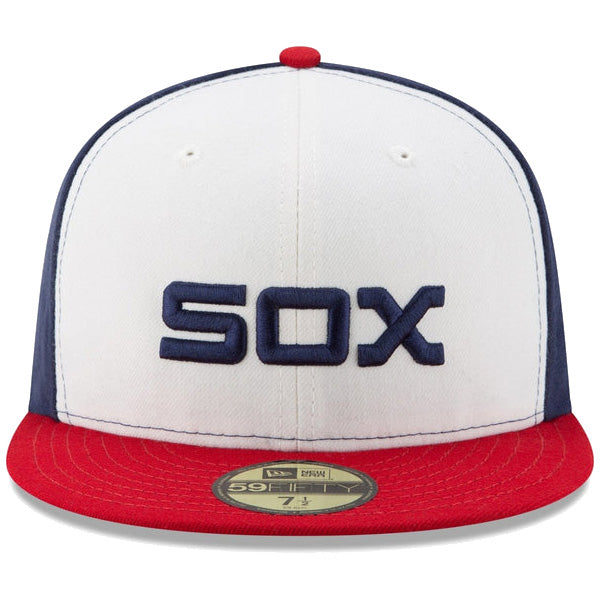 59FIFTY MLBオンフィールド シカゴ・ホワイトソックス オルタネイト カレッジホワイト ライトネイビー スカーレットバイザー