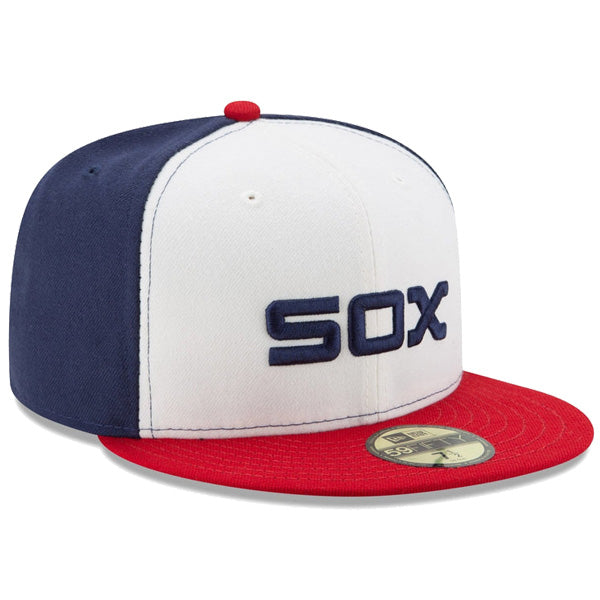 59FIFTY MLBオンフィールド シカゴ・ホワイトソックス オルタネイト カレッジホワイト ライトネイビー スカーレットバイザー