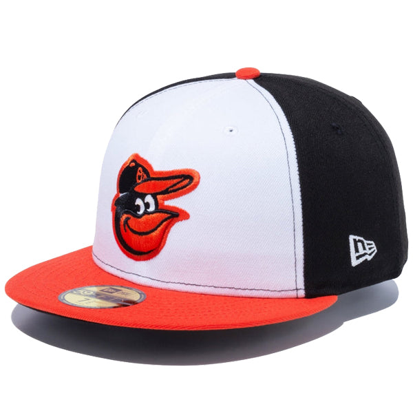 59FIFTY MLBオンフィールド ボルティモア・オリオールズ ホーム オプティックホワイト ブラック オレンジバイザー