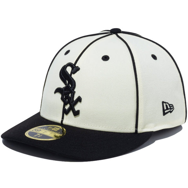 LP 59FIFTY MLB Piping シカゴ・ホワイトソックス クロームホワイト ブラックバイザー