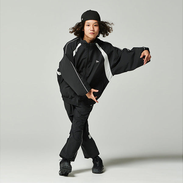 オーバーサイズド パイピング トラックジャケット ブラック【 Performance Apparel 】