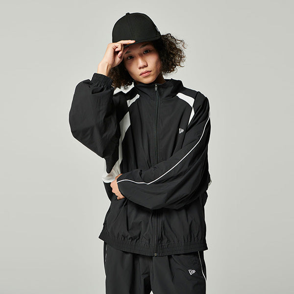 オーバーサイズド パイピング トラックジャケット ブラック【 Performance Apparel 】