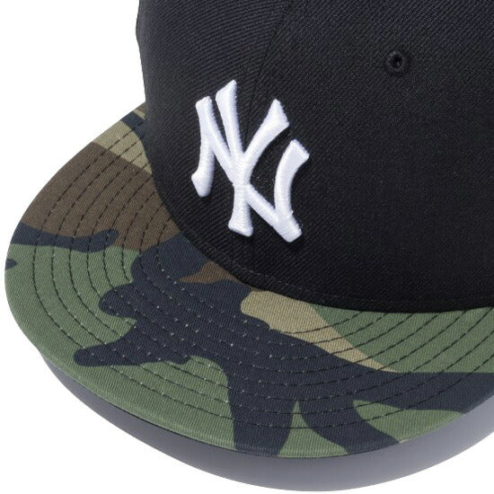 9FIFTY ニューヨーク・ヤンキース ブラック × ホワイト ウッドランドカモバイザー