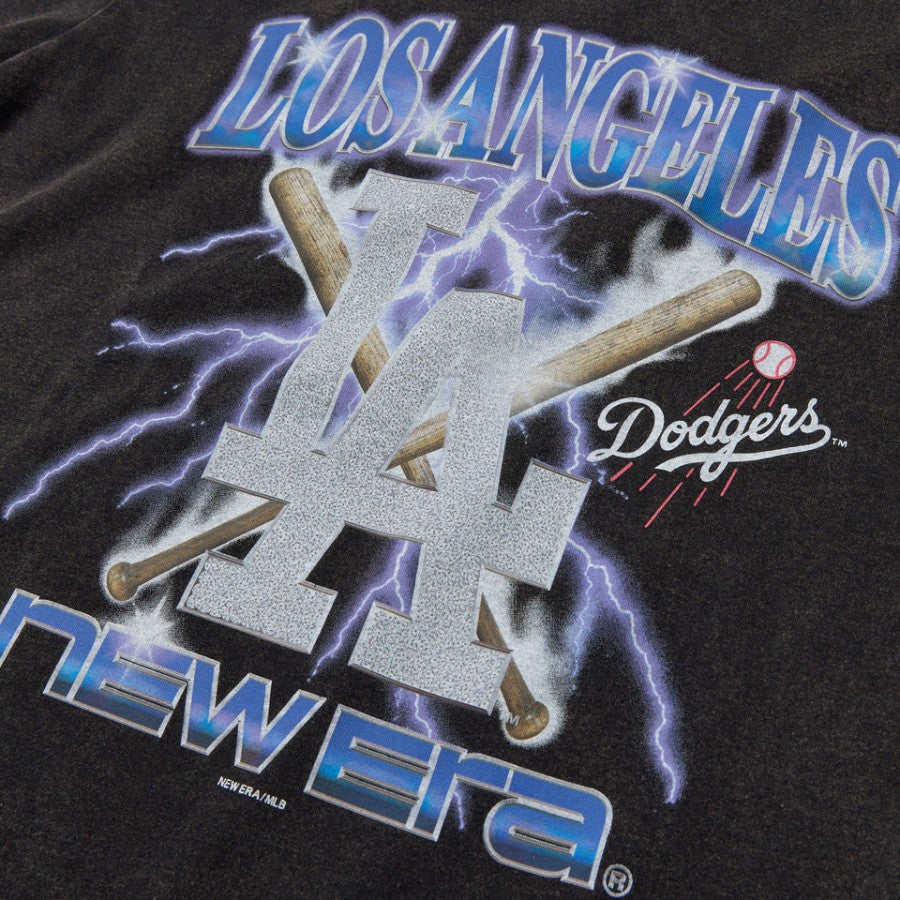 ニューエラ アパレル NEW ERA 半袖 ウォッシュドコットン Tシャツ Lightning ロサンゼルス ドジャース ブラック 15129307 フロントロゴ