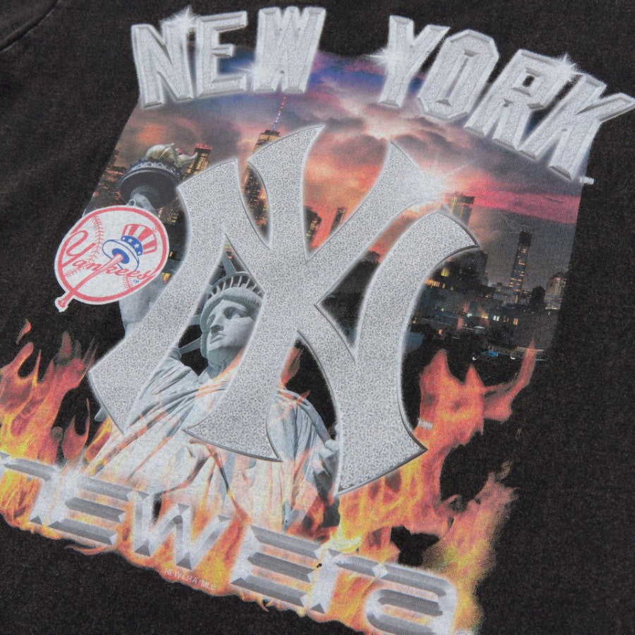ニューエラ アパレル NEW ERA 半袖 ウォッシュドコットン Tシャツ Flame ニューヨーク ヤンキース ブラック 15129306 フロントロゴ