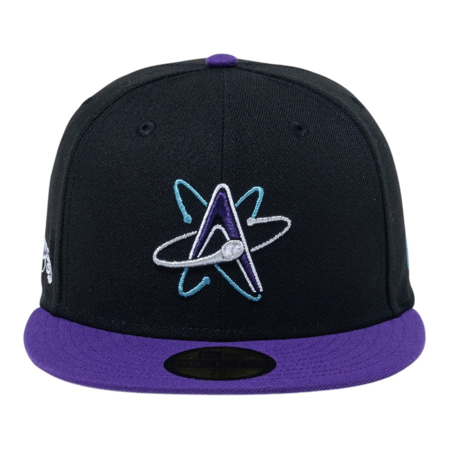 ニューエラ キャップ 帽子 NEW ERA CAP 59FIFTY MiLB マイナーリーグ アルバカーキ アイソトープス ブラック パープルバイザー 15221392 正面