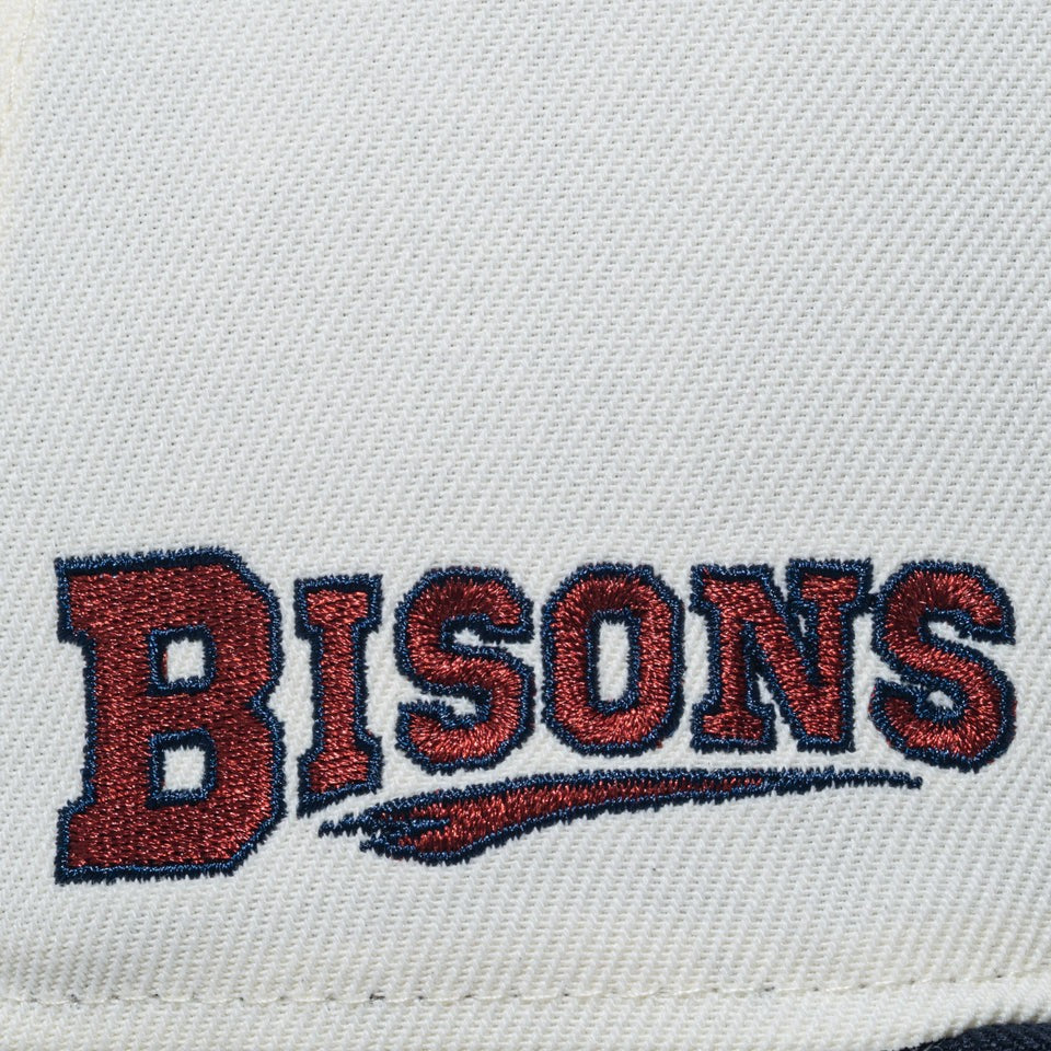 ニューエラ キャップ 帽子 NEW ERA CAP 59FIFTY MiLB マイナーリーグ バッファロー・バイソンズ クロームホワイト ネイビーバイザー 15221389 サイド刺繍