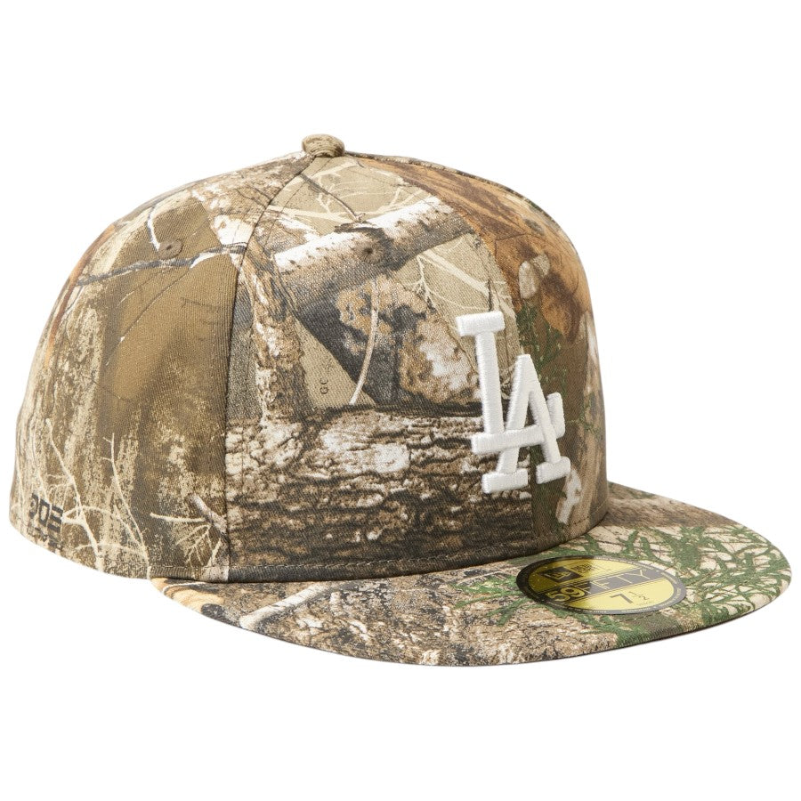 ニューエラ キャップ 帽子 NEW ERA CAP 59FIFTY MLB Real Tree Camo ロサンゼルス ドジャース リアルツリーカモ 15137374 左斜め前