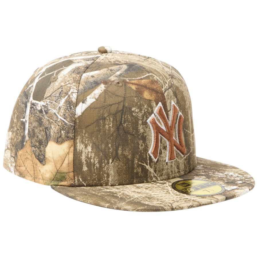 ニューエラ キャップ 帽子 NEW ERA CAP 59FIFTY MLB Real Tree Camo リアルツリー カモ ニューヨーク ヤンキース リアルツリーカモ 15137353 左斜め前