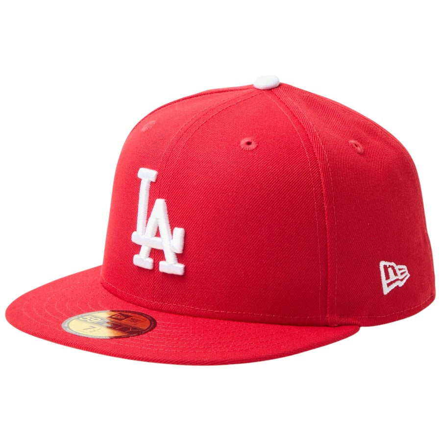 ニューエラ キャップ 帽子 NEW ERA CAP 59FIFTY MLB Scarlet ロサンゼルス ドジャース スカーレット 15137377  右斜め前