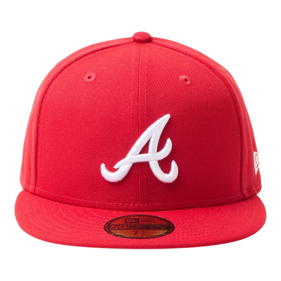 ニューエラ キャップ 帽子 NEW ERA CAP 59FIFTY MLB Scarlet アトランタ ブレーブス スカーレット 15137395 正面