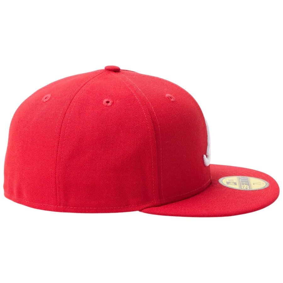 ニューエラ キャップ 帽子 NEW ERA CAP 59FIFTY MLB Scarlet アトランタ ブレーブス スカーレット 15137395 右サイド