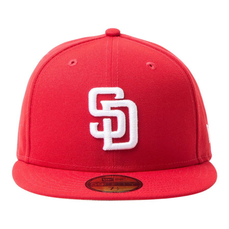 ニューエラ キャップ 帽子 NEW ERA CAP 59FIFTY MLB Scarlet サンディエゴ パドレス スカーレット 15137342 正面