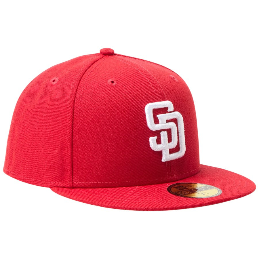 ニューエラ キャップ 帽子 NEW ERA CAP 59FIFTY MLB Scarlet サンディエゴ パドレス スカーレット 15137342 左斜め前