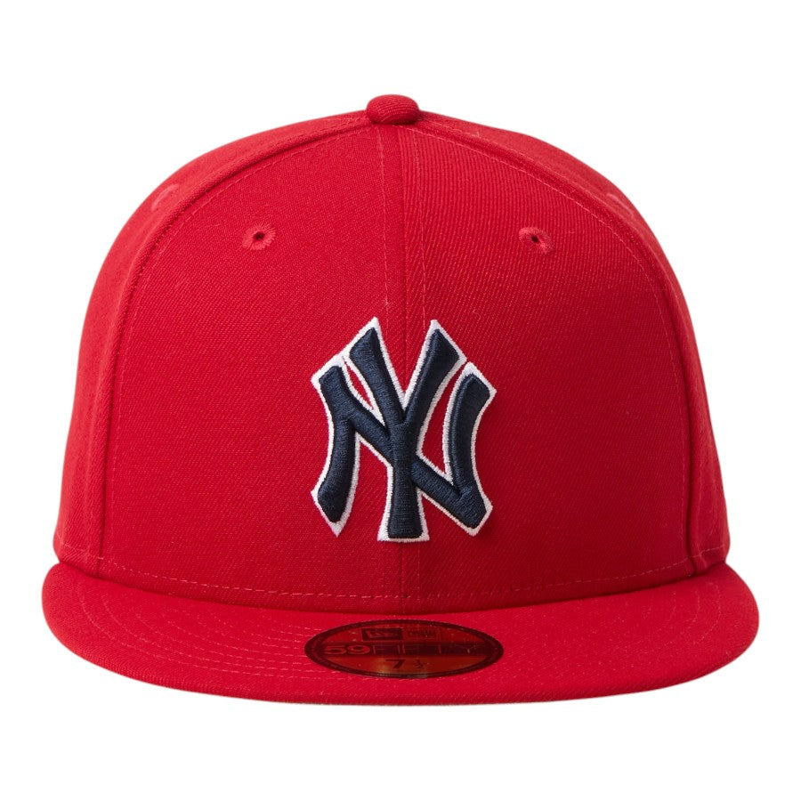 ニューエラ キャップ 帽子 NEW ERA CAP 59FIFTY MLB Scarlet ニューヨーク ヤンキース スカーレット ネイビー 15137356 正面