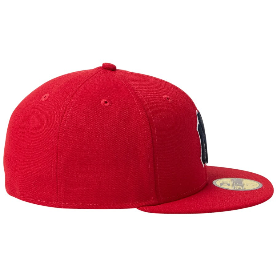 ニューエラ キャップ 帽子 NEW ERA CAP 59FIFTY MLB Scarlet ニューヨーク ヤンキース スカーレット ネイビー 15137356 右サイド