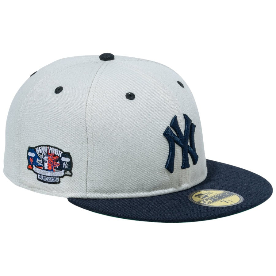 ニューエラ キャップ 帽子 NEW ERA CAP 59FIFTY ソフトバックラム Subway Series サブウェイ シリーズ ニューヨーク ヤンキース サンディーリネン ネイビーバイザー 15217074 左斜め前