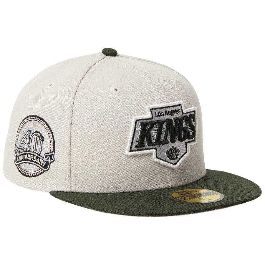 ニューエラ キャップ 帽子 NEW ERA CAP 59FIFTY NHL ロサンゼルス キングズ ストーン ダークシーウィード 15137370 左斜め前