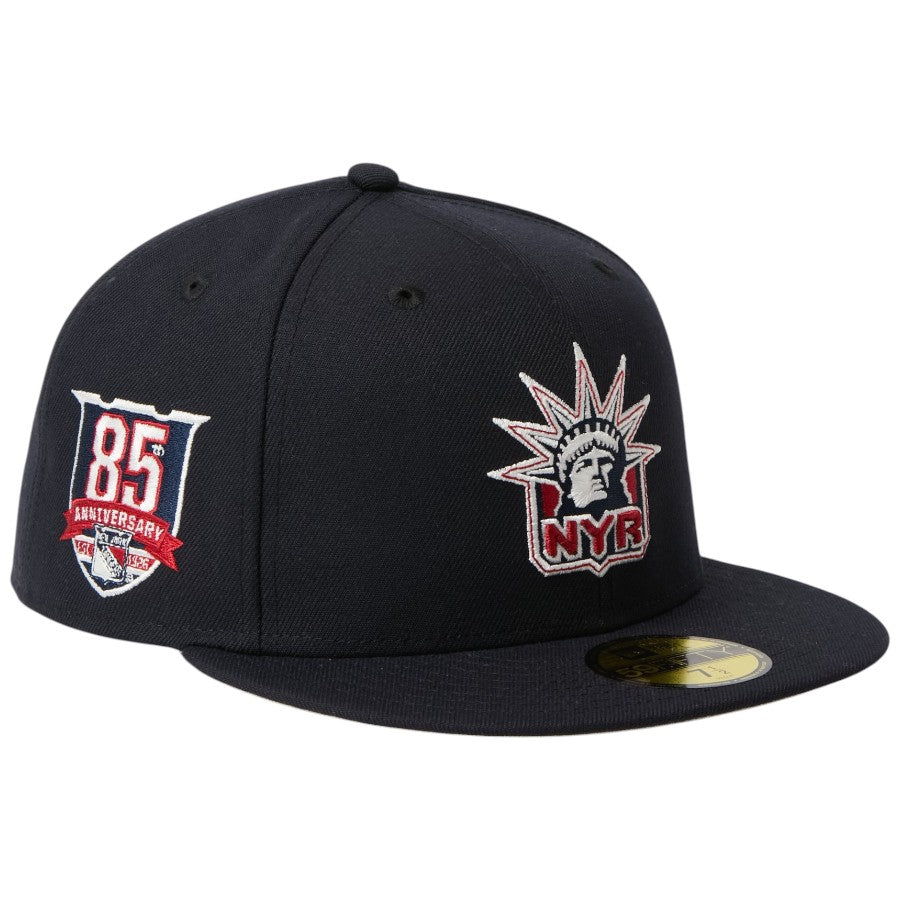 ニューエラ キャップ 帽子 NEW ERA CAP 59FIFTY NHL ニューヨーク レンジャーズ ネイビー 15137366 左斜め前