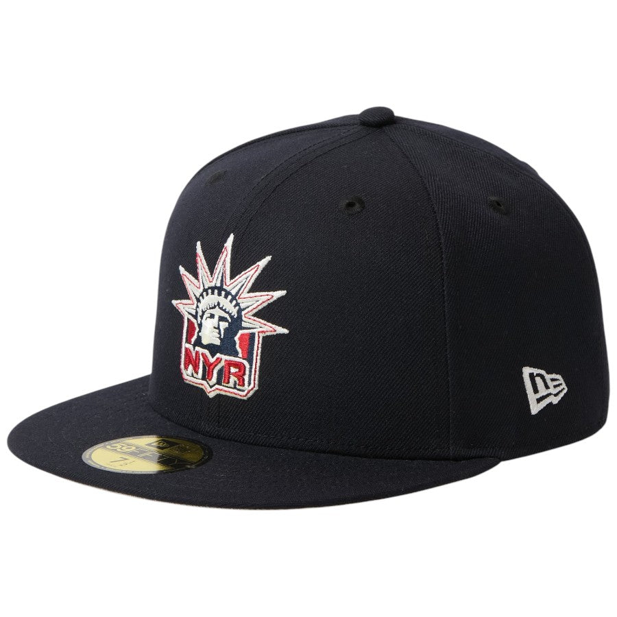ニューエラ キャップ 帽子 NEW ERA CAP 59FIFTY NHL ニューヨーク レンジャーズ ネイビー 15137366 右斜め前
