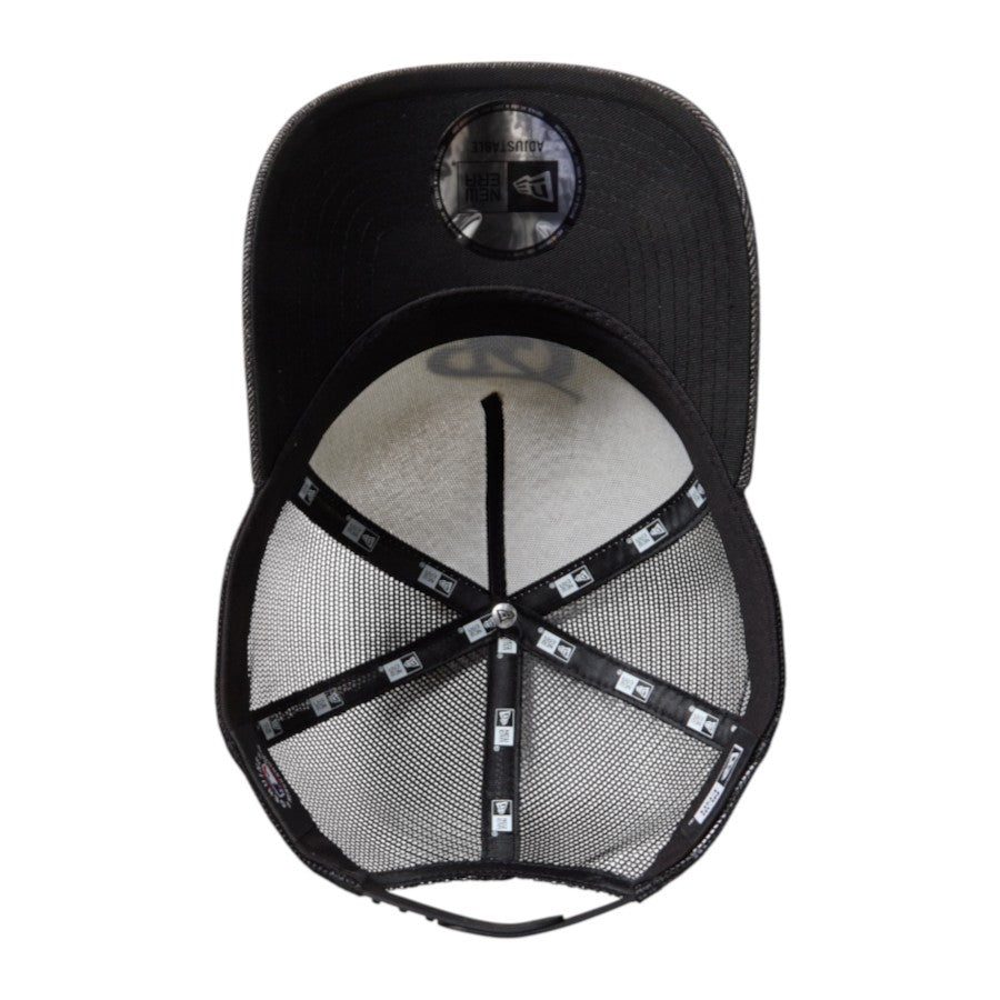 ニューエラ キャップ 帽子 NEW ERA CAP 9FORTY A-Frame トラッカー Laser Burn Out Denim デニム バンダナ柄 ロサンゼルス ドジャース シティーコネクトロゴ クロームホワイト/ブラック 15137100 アンダーバイザー