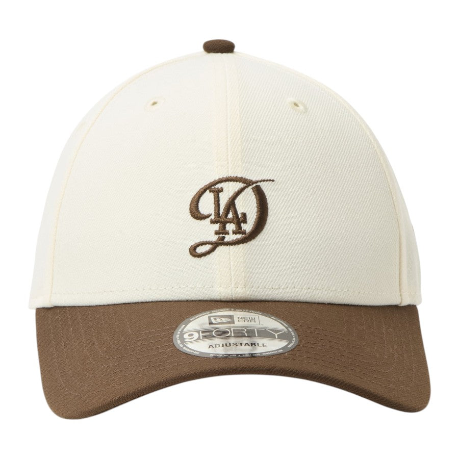 ニューエラ キャップ 帽子 NEW ERA CAP 9FORTY MLB 2-Tone ロサンゼルス ドジャース シティーコネクトロゴ クロームホワイト/ウォルナット 15137075 正面