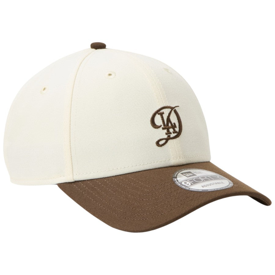 ニューエラ キャップ 帽子 NEW ERA CAP 9FORTY MLB 2-Tone ロサンゼルス ドジャース シティーコネクトロゴ クロームホワイト/ウォルナット 15137075 左斜め前