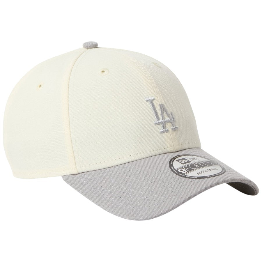 ニューエラ キャップ 帽子 NEW ERA CAP 9FORTY MLB 2-Tone ロサンゼルス ドジャース クロームホワイト/グレー 15137078 左斜め前