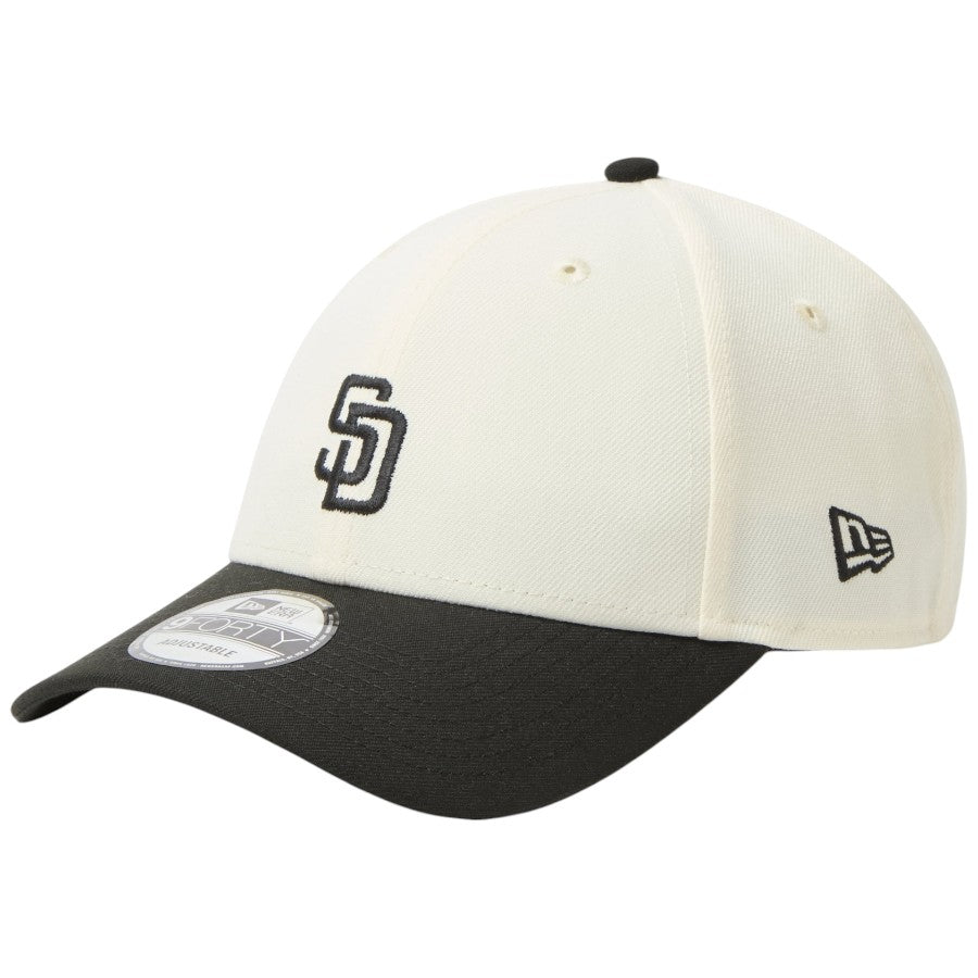 ニューエラ キャップ 帽子 NEW ERA CAP 9FORTY MLB 2-Tone サンディエゴ パドレス クロームホワイト ブラック 15137055 右斜め前