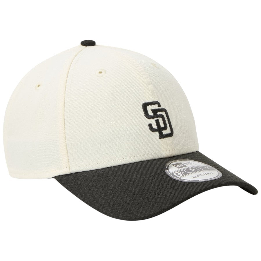 ニューエラ キャップ 帽子 NEW ERA CAP 9FORTY MLB 2-Tone サンディエゴ パドレス クロームホワイト ブラック 15137055 左斜め前