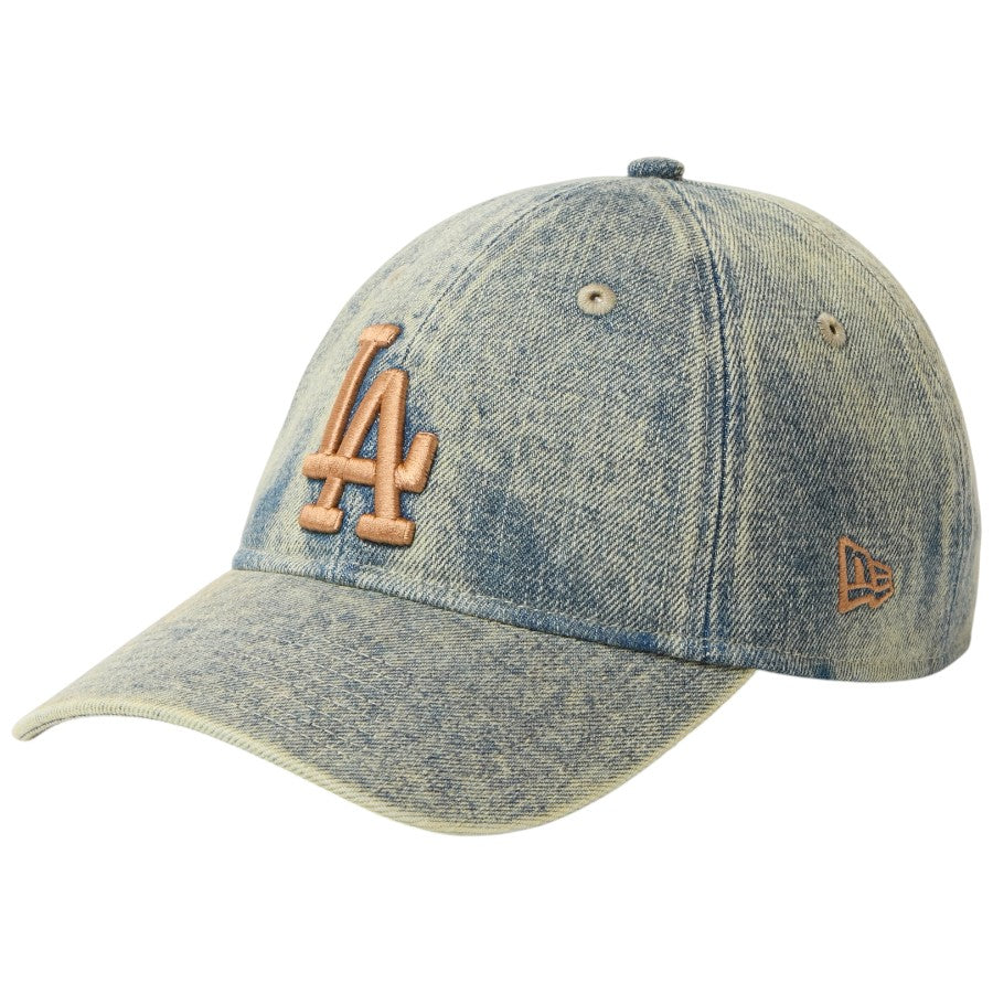 ニューエラ キャップ 帽子 NEW ERA CAP 9TWENTY Over Dye Denim オーバーダイ デニム ロサンゼルス ドジャース ネイビー 15137272 右斜め前