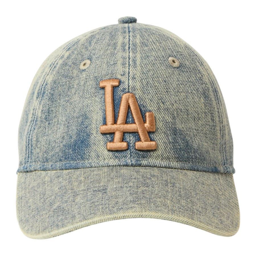 ニューエラ キャップ 帽子 NEW ERA CAP 9TWENTY Over Dye Denim オーバーダイ デニム ロサンゼルス ドジャース ネイビー 15137272 正面