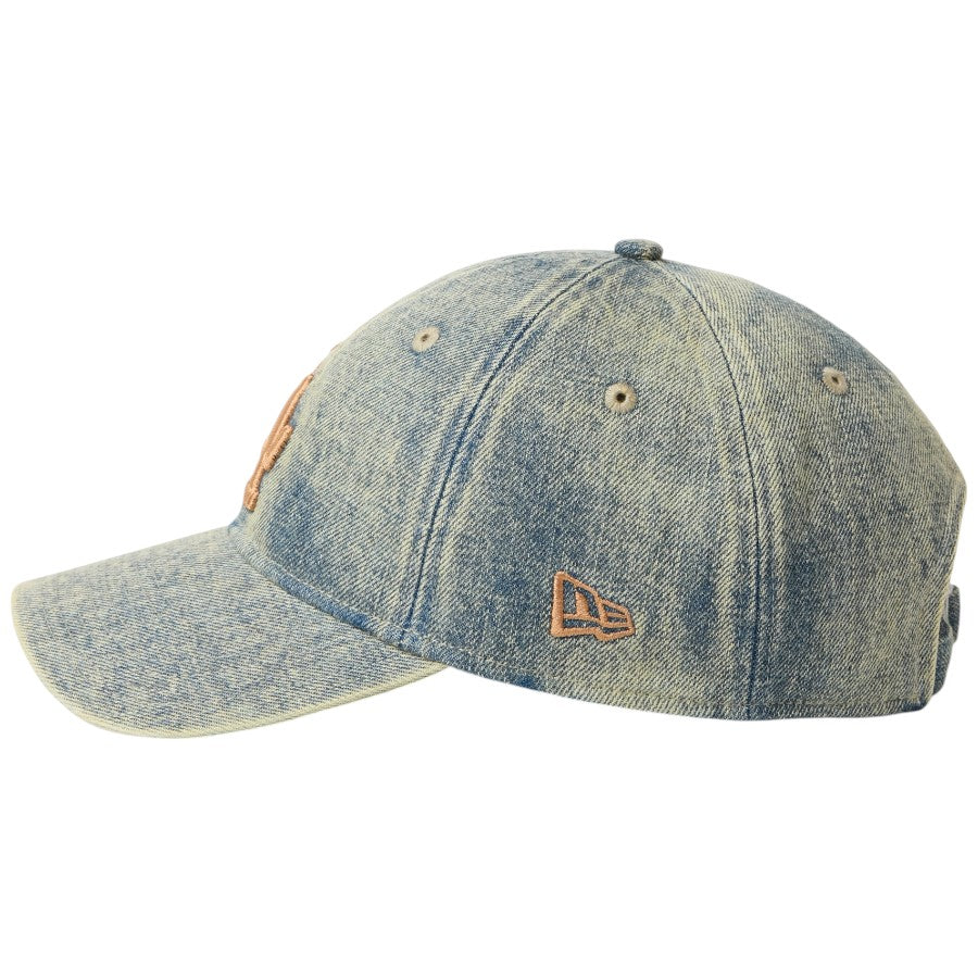 ニューエラ キャップ 帽子 NEW ERA CAP 9TWENTY Over Dye Denim オーバーダイ デニム ロサンゼルス ドジャース ネイビー 15137272 左サイド