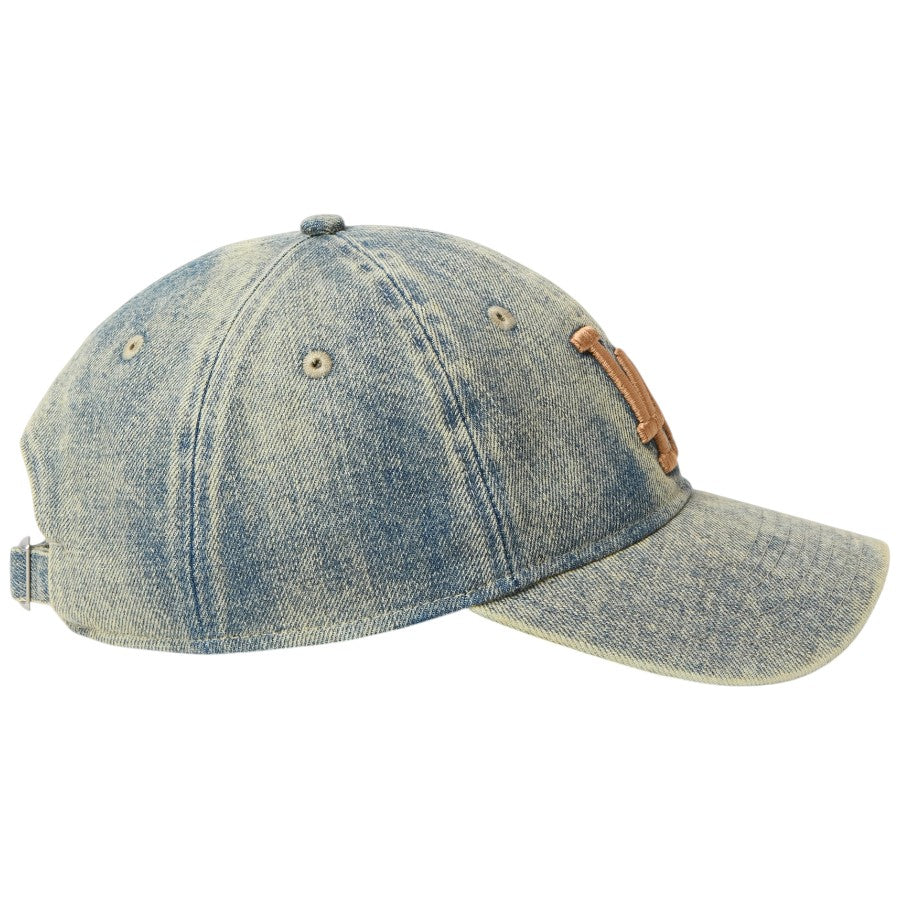 ニューエラ キャップ 帽子 NEW ERA CAP 9TWENTY Over Dye Denim オーバーダイ デニム ロサンゼルス ドジャース ネイビー 15137272 右サイド