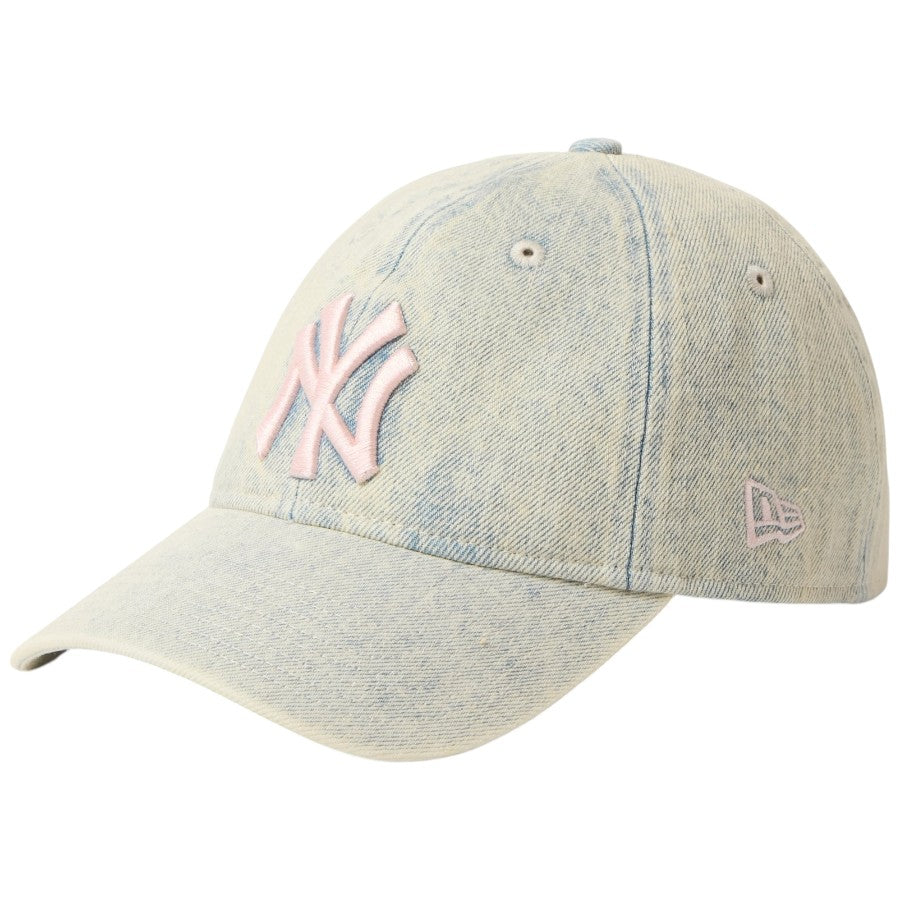 ニューエラ キャップ 帽子 NEW ERA CAP 9TWENTY Over Dye Denim オーバーダイ デニム ニューヨーク ヤンキース ホワイト 15137235 右斜め前