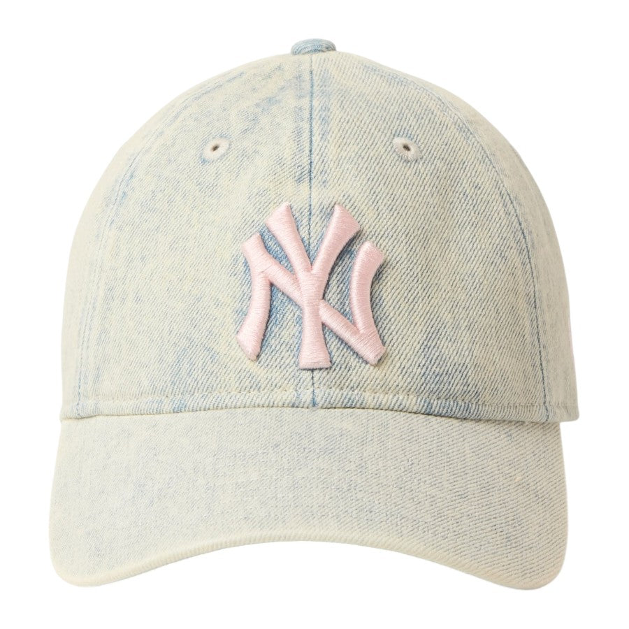 ニューエラ キャップ 帽子 NEW ERA CAP 9TWENTY Over Dye Denim オーバーダイ デニム ニューヨーク ヤンキース ホワイト 15137235 正面