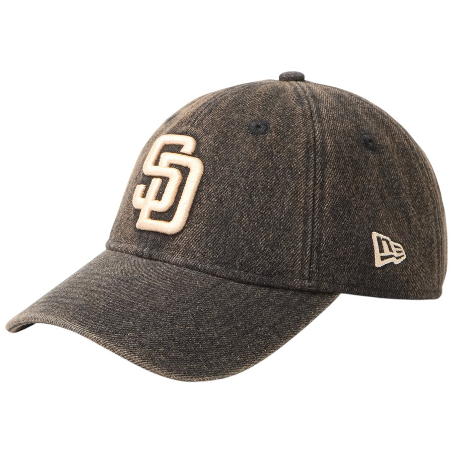 ニューエラ キャップ 帽子 NEW ERA CAP 9TWENTY Over Dye Denim オーバーダイ デニム サンディエゴ パドレス ブラウン 15137220 右斜め前