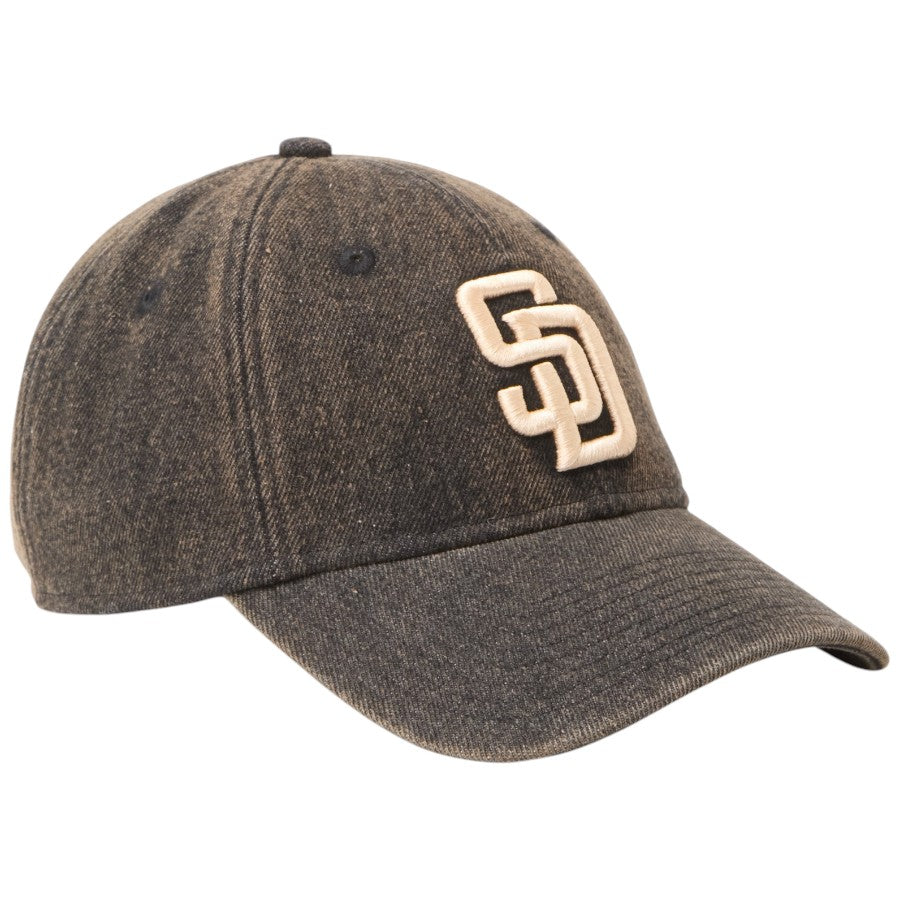 ニューエラ キャップ 帽子 NEW ERA CAP 9TWENTY Over Dye Denim オーバーダイ デニム サンディエゴ パドレス ブラウン 15137220 左斜め前