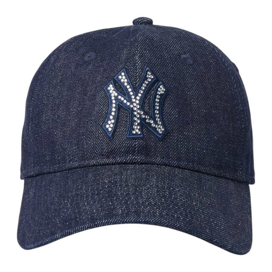 ニューエラ キャップ 帽子 NEW ERA CAP 9TWENTY Rhinestone ラインストーン ニューヨーク ヤンキース デニム 15137180 正面