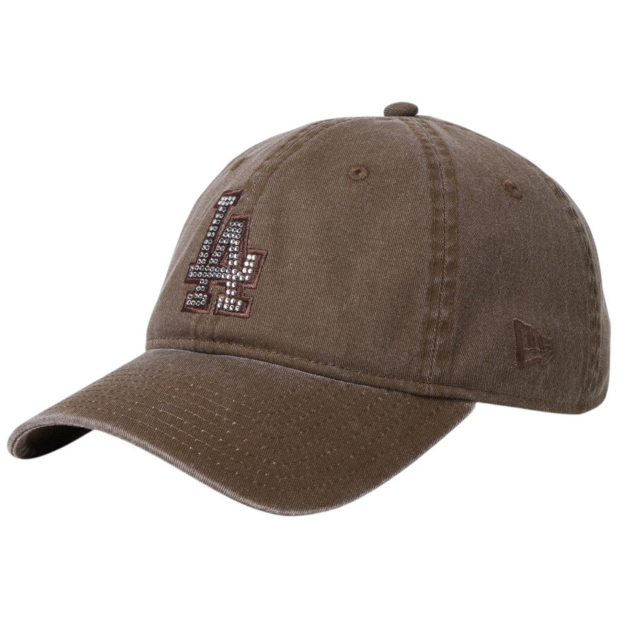 ニューエラ キャップ 帽子 NEW ERA CAP 9TWENTY Rhinestone ラインストーン ロサンゼルス ドジャース ブラウン 15137190 右斜め前
