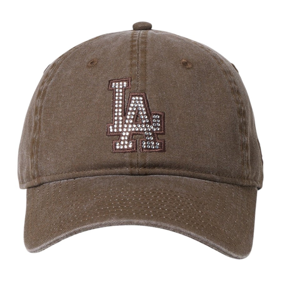 ニューエラ キャップ 帽子 NEW ERA CAP 9TWENTY Rhinestone ラインストーン ロサンゼルス ドジャース ブラウン 15137190 正面
