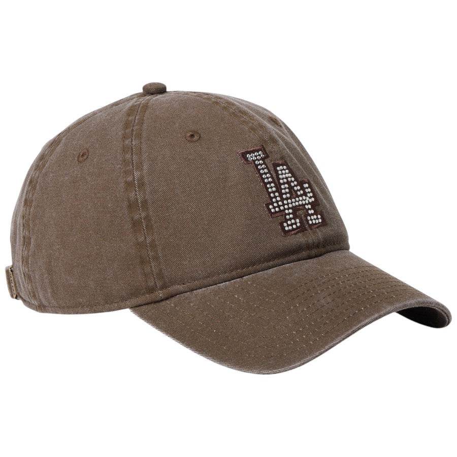 ニューエラ キャップ 帽子 NEW ERA CAP 9TWENTY Rhinestone ラインストーン ロサンゼルス ドジャース ブラウン 15137190 左斜め前