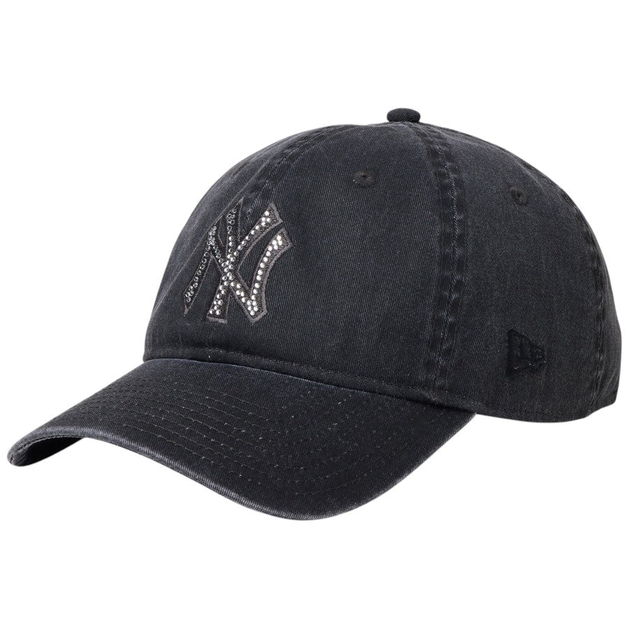 ニューエラ キャップ 帽子 NEW ERA CAP 9TWENTY Rhinestone ラインストーン ニューヨーク ヤンキース ブラック 15137181 右斜め前
