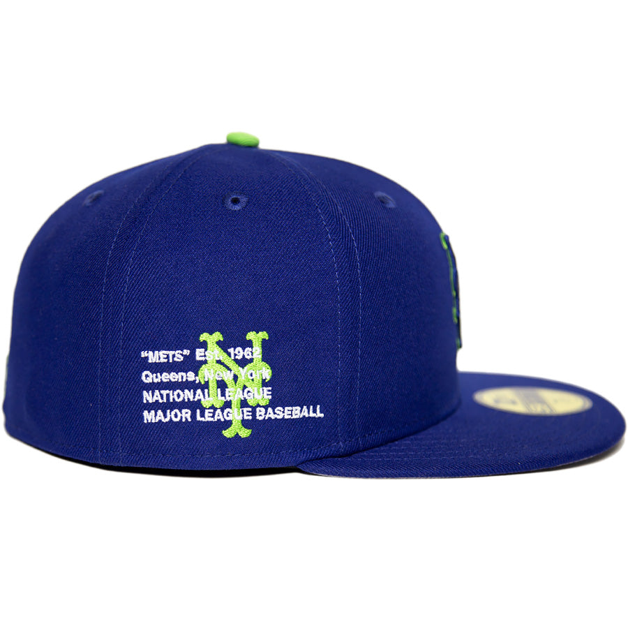 ニューエラ キャップ 帽子 NEW ERA CAP CUSTOM カスタム KINGS 別注 59FIFTY ニューヨーク メッツ ダークロイヤル ライムグリーン 71049561 右サイド