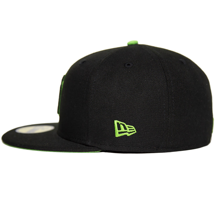 ニューエラ キャップ 帽子 NEW ERA CAP CUSTOM カスタム KINGS 別注 59FIFTY ニューヨーク ヤンキース ブラック ライムグリーン 71049562 フラッグロゴ