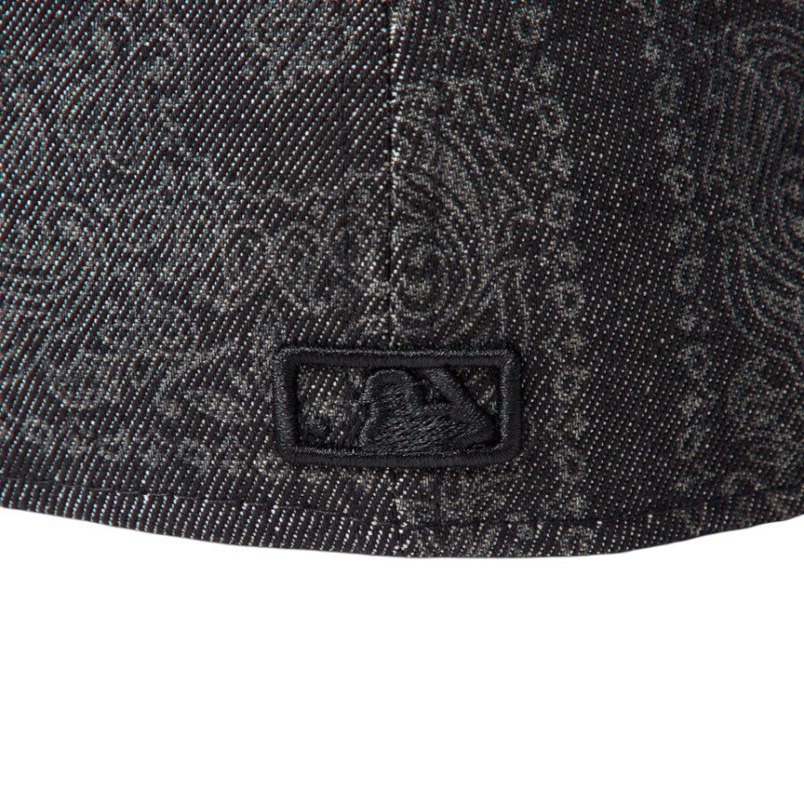 ニューエラ キャップ 帽子 NEW ERA CAP PC 59FIFTY Laser Burn Out Denim デニム バンダナ柄 ロサンゼルス ドジャース ブラック 15136906 バッターマンロゴ