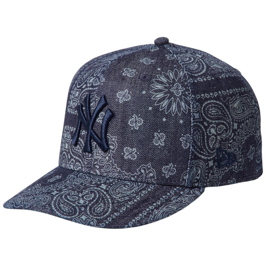ニューエラ キャップ 帽子 NEW ERA CAP PC 59FIFTY Laser Burn Out Denim デニム バンダナ柄 ニューヨーク ヤンキース デニム 15136904 右斜め前