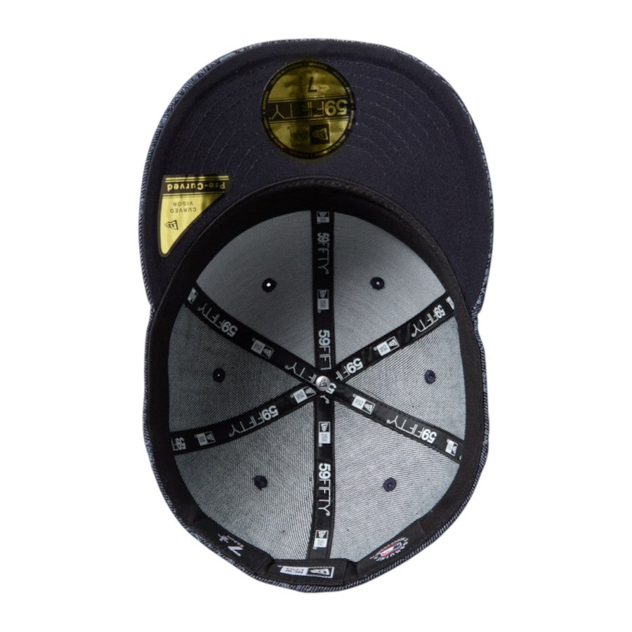 ニューエラ キャップ 帽子 NEW ERA CAP PC 59FIFTY Laser Burn Out Denim デニム バンダナ柄 ニューヨーク ヤンキース デニム 15136904 ネイビーアンダーバイザー