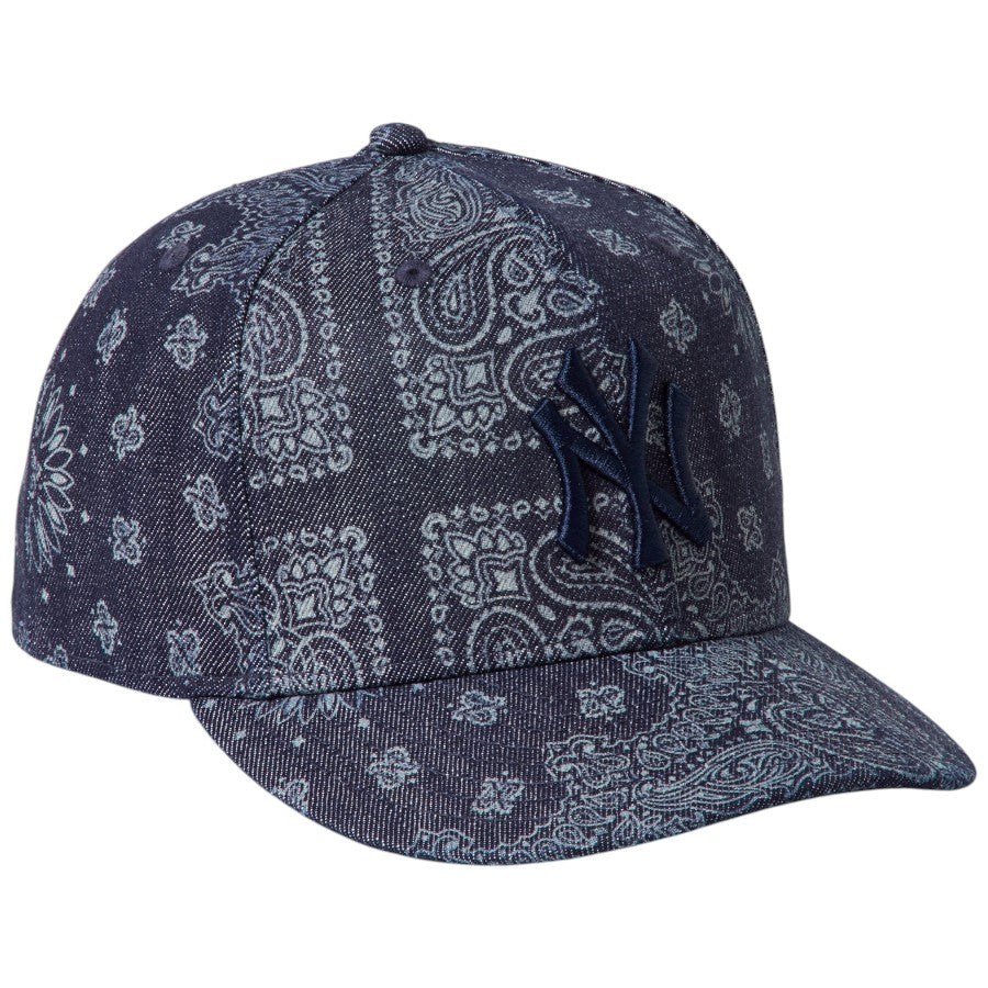 ニューエラ キャップ 帽子 NEW ERA CAP PC 59FIFTY Laser Burn Out Denim デニム バンダナ柄 ニューヨーク ヤンキース デニム 15136904 左斜め前
