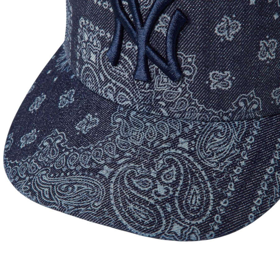 ニューエラ キャップ 帽子 NEW ERA CAP PC 59FIFTY Laser Burn Out Denim デニム バンダナ柄 ニューヨーク ヤンキース デニム 15136904 バイザー